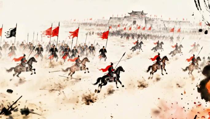 杨洪基《短歌行》水墨古代战争背景三国演义