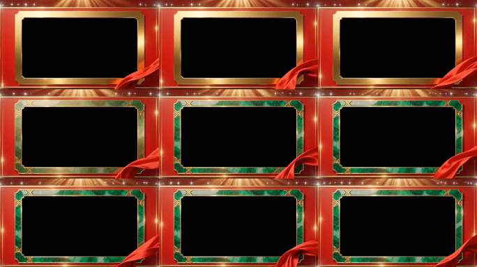 红色喜庆颁奖框架展示年会荣誉证书展示模板