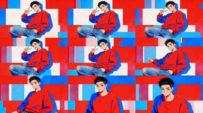 红蓝撞色动漫人物