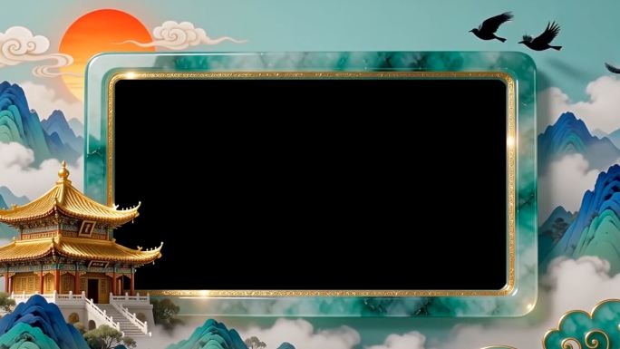 中国风古风边框素材国潮动态相框视频框照片