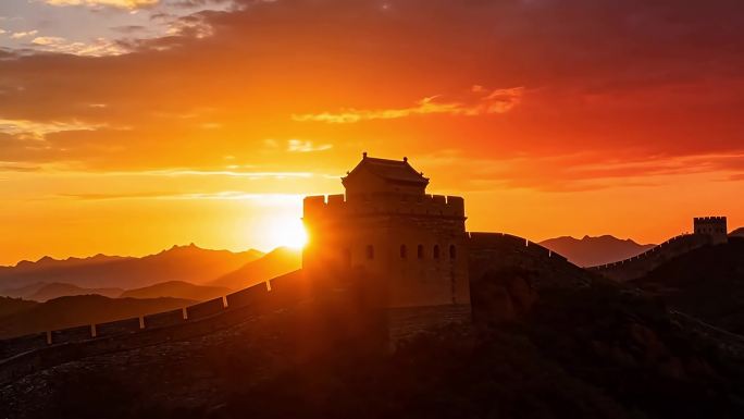 长城日落壮丽景色云海长城唯美风光