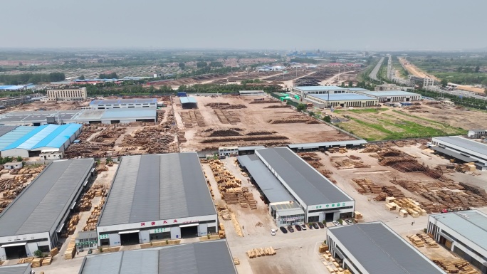 4K素材航拍大型木材加工产业园
