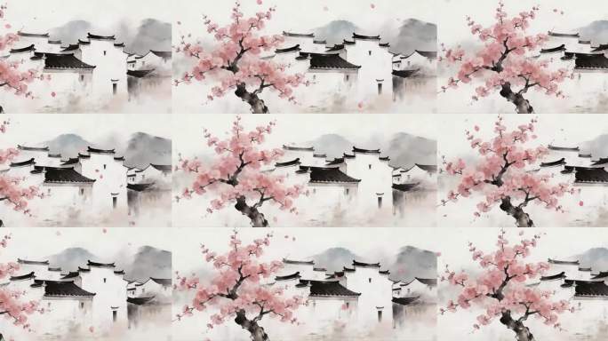 【4K宽屏】古风徽派建筑春景