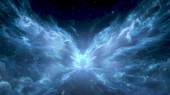 唯美蓝色星空翅膀背景
