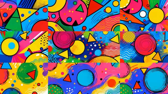 波普风抽象彩色图形几何孟菲斯风格素材