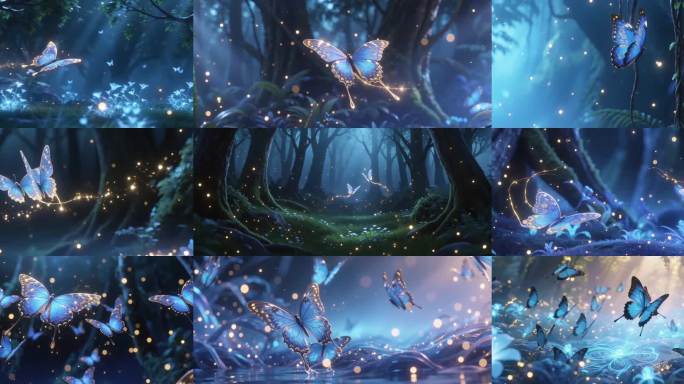 梦幻蓝蝶飞舞场景