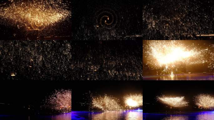 打铁花表演 璀璨夜景