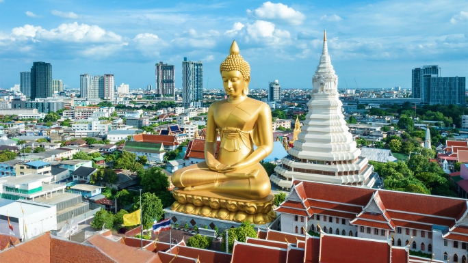 泰国曼谷地标大皇宫郑王庙卧佛寺风光宣传片