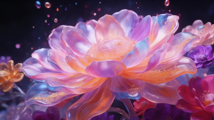 梦幻流光花卉绽放