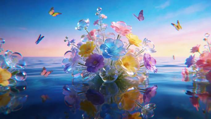 梦幻蝴蝶花海动态背景