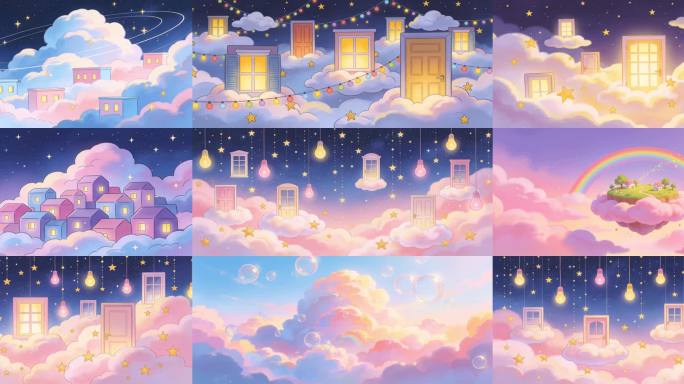 宽屏 糖果云朵梦幻仙境卡通儿童节背景