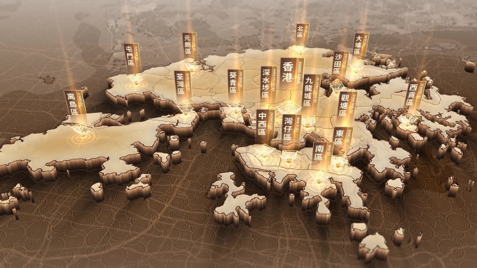 香港地图国风复古中式香港地图