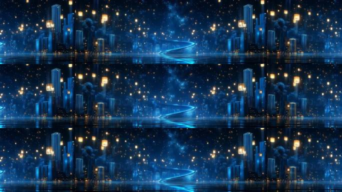 宽屏蓝色意境背景循环