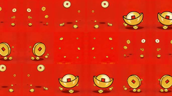 金元宝铜钱飘落