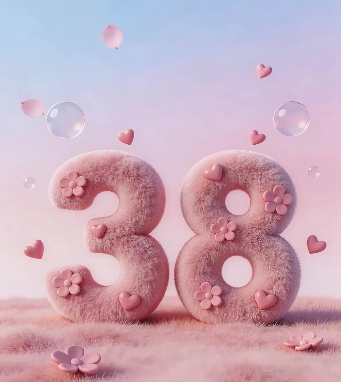 粉色38数字浪漫背景视频