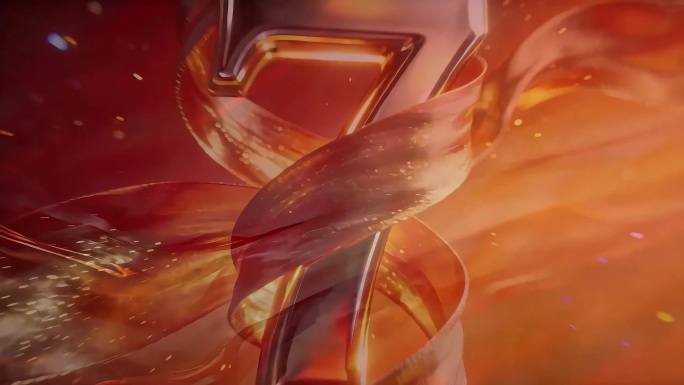 金色丝带丝绸金属数字倒计时动画