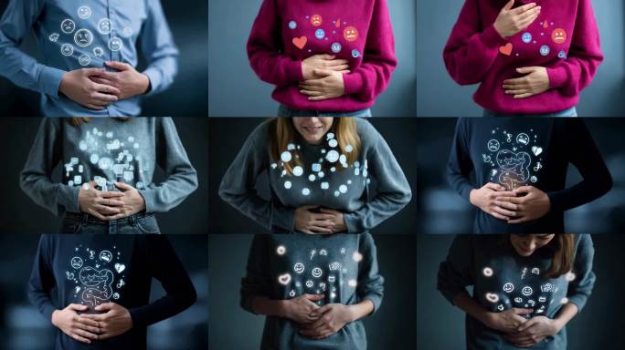 健康问题与情感符号视觉腹部不适情绪表情