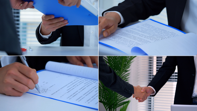 商务合作签合同签约盖章按手印握手