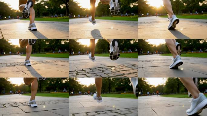 晨跑的女性脚步特写