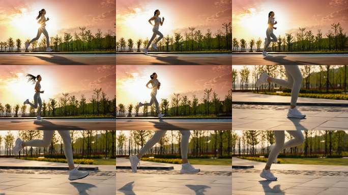 晨曦女子公园跑道晨练