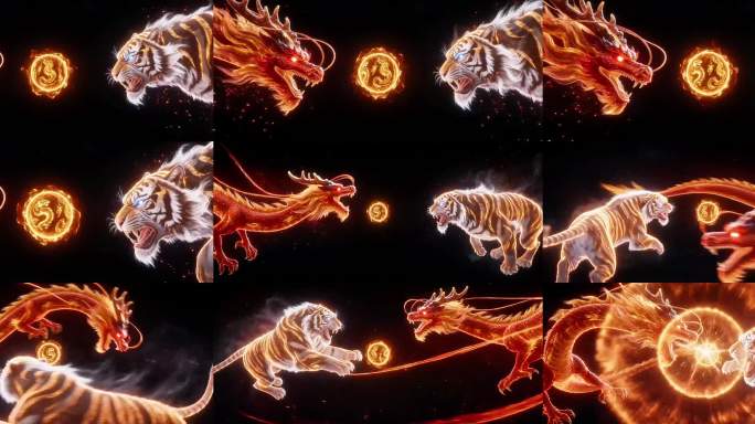 火焰龙虎争霸动画龙争虎斗粒子特效LED屏