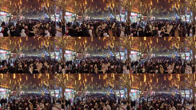 2026年哈尔滨中央大街夜景航拍原素材4