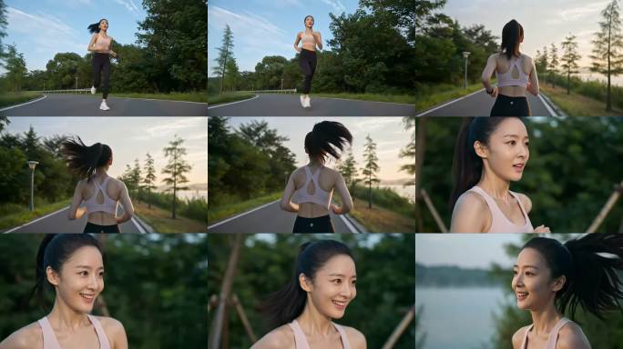 户外跑步阳光美女