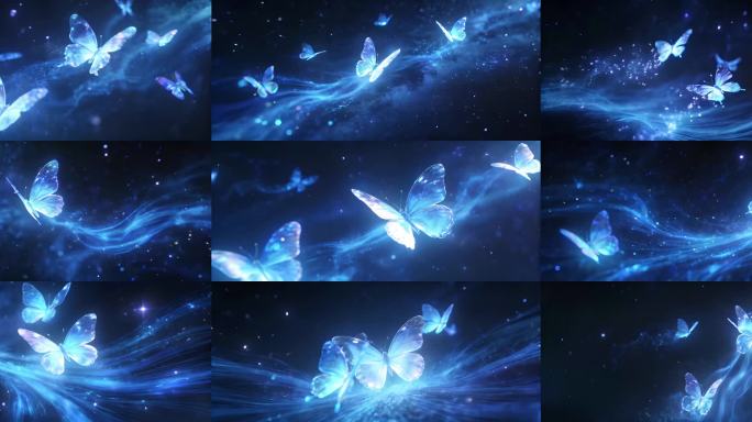 蓝色蝴蝶星空飞舞唯美蝴蝶飞舞