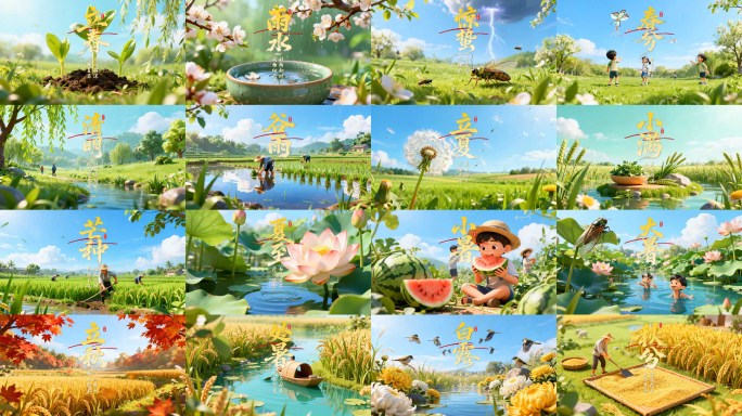 二十四节气唯美风光动态海报