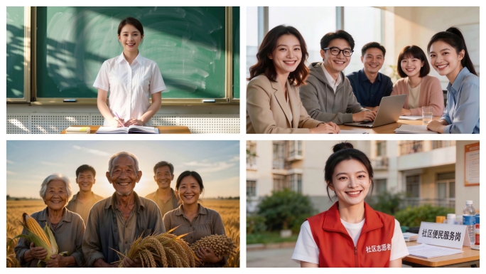 各行各业劳动者笑脸合集