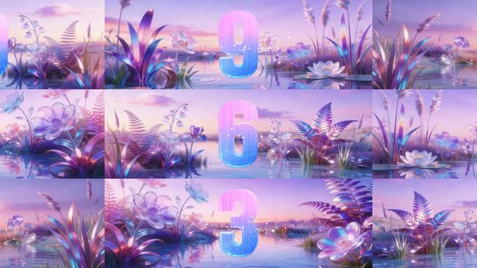 宽屏梦幻植物数字倒计时浪漫炫彩启动仪式