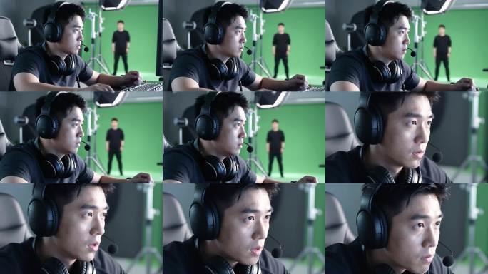 电竞男主播专注直播画面